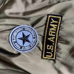 Army Green Bomber Jacket with Army Patches Size M